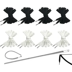 1/2" x 59" Flat Drawstring Cord with Easy Threader Drawstring Replacement for Sweatpants Pants Hoodie Shorts Jackets Trunks (8Pcs Black/White)