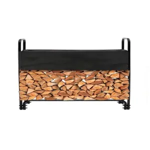 【GARVEE】4.3FT Outdoor Firewood Rack with Cover, 1/4 Cord of Firewood, Heavy Duty Firewood Holder & Waterproof Cover for Fireplace, Patio, Log Storage Rack for Firewood 50in*47in*14in Outdoor Indoor