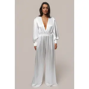 White Satin Bliss Pleated Pant