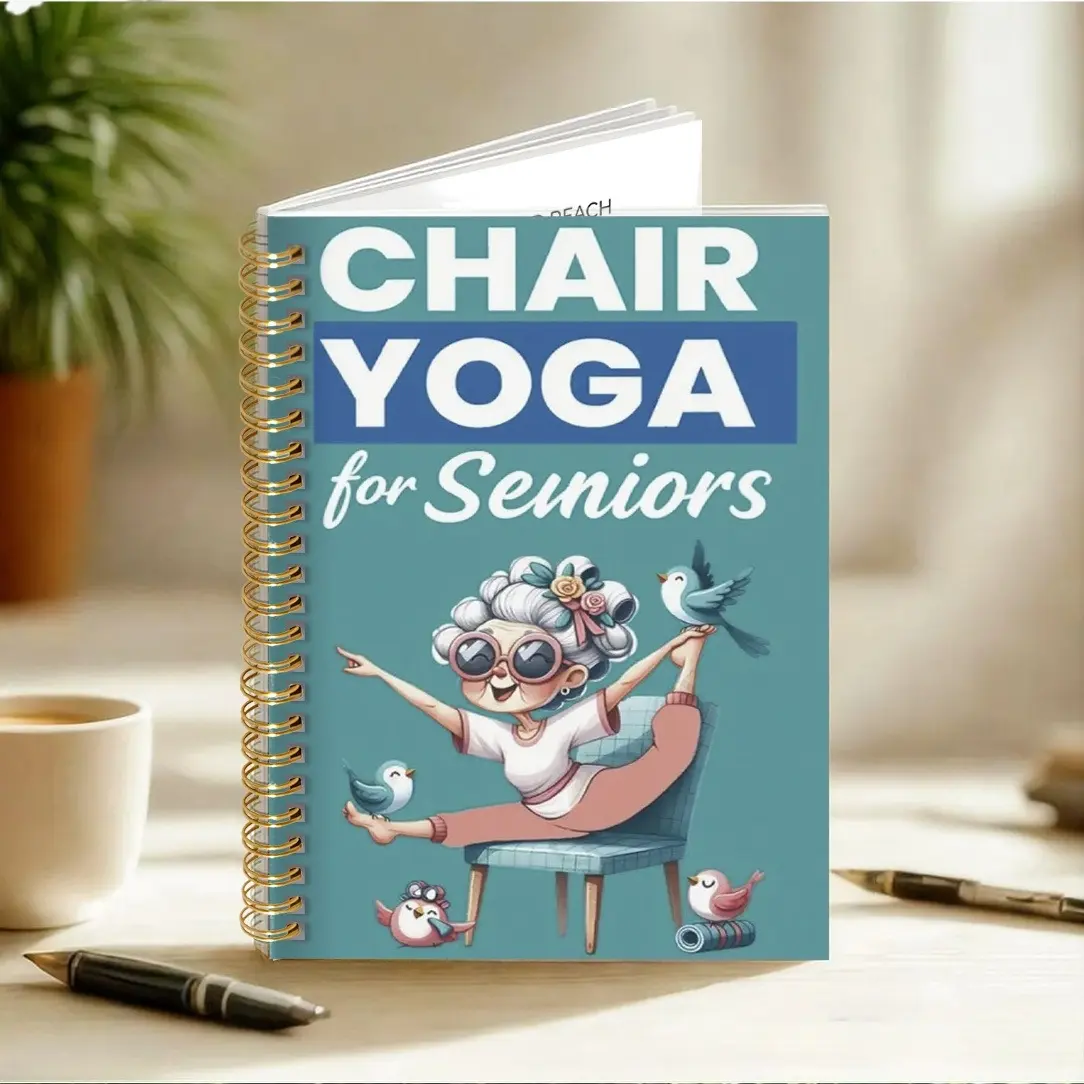 1pc Elderly Chair Yoga Exercise Notebook with Illustrated Poses & Progress Tracking  Senior-Friendly Yoga Journal, Durable Spiral Bound Book for Home Gym, Office & Chair Yoga Classes - Ideal for Elderly Fitness & Mobility Aid 5.5x8.3 in
