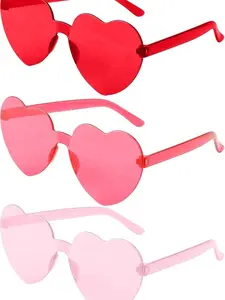 Heart Shaped Sunglasses, Party Glasses, 3 Pairs, Heart Shaped Glasses, Heart Sunglasses, Colorful Sunglasses
