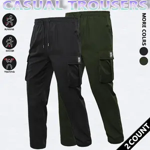 Men's Solid Color Printed Pocket casual Pants, Fit Sports Pockets, Autumn Winter Durable Pants, Men's Abrasion Resistant Outdoor Training Pants, Please place an order according to size chart, Autumn Clothing Men's
