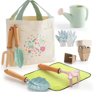 Zrunbo Kids Gardening Set Toy with Tote Bag and Watering Can Easy Planting Outdoor Fun Learning Gift for Toddlers Boys Girls