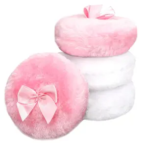 4Pcs Large Fluffy Powder Puff, White Powder Puff, Powder Puffs for Face powder, Ultra Soft Body Powder Puff, Soft Face Body Powder Puff, Washable Reusable Makeup Puffs