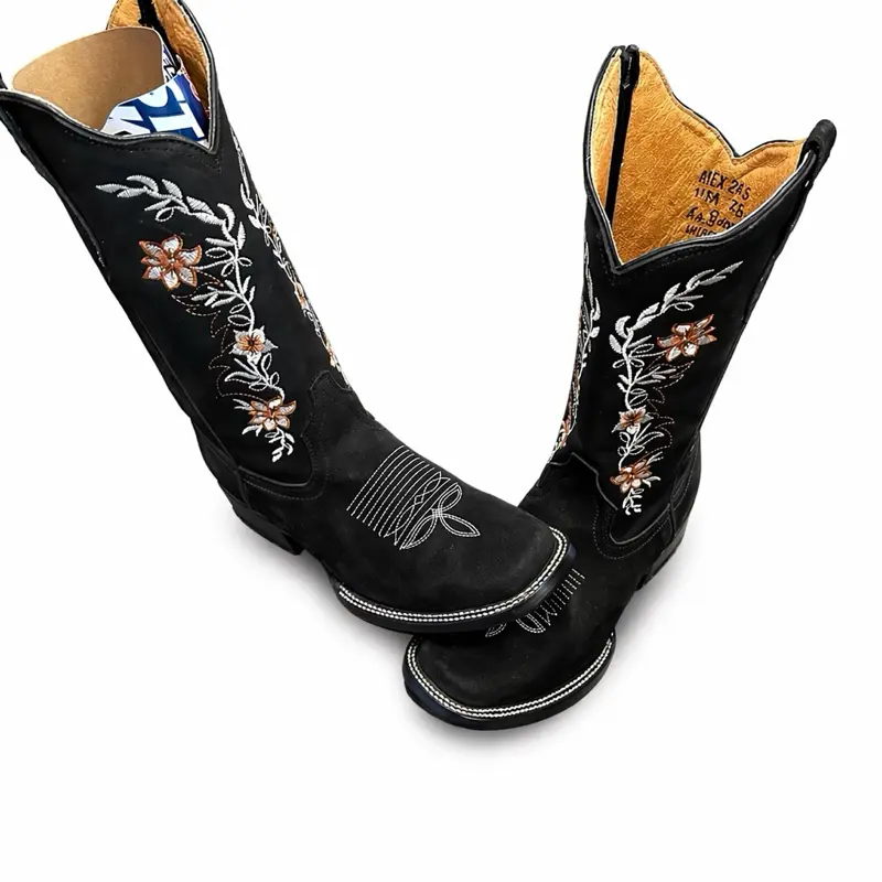 LaSierra FlowerCowGirl Boots Square Toe / Botas vaqueras cortadas con Flores de punta cuadrada