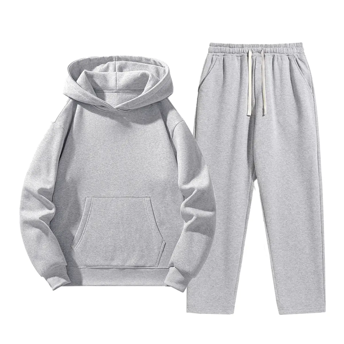 Men's 2-Piece Plain Solid Color Harajuku-Style H-Fit Long-Sleeve Polyester Athletic Activewear Tracksuits, Autumn Winter Outdoor Sports Outfits, Suitable for Hiking & Outdoor Trips, Two Piece Set