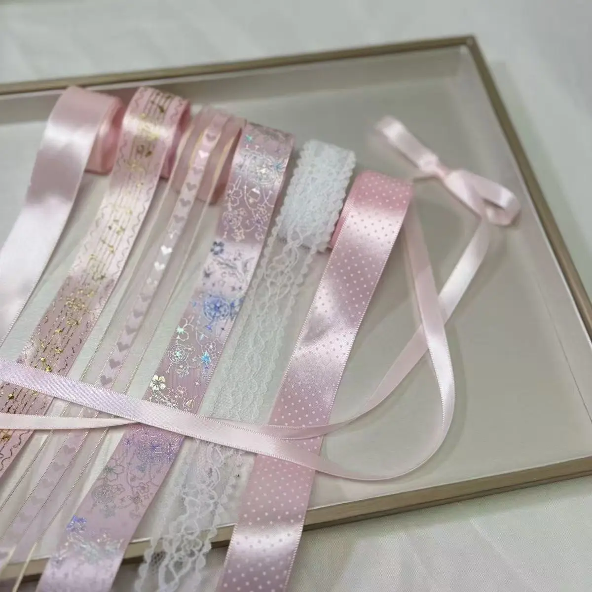 7pc Mix New Badge Ribbon Set, DIY Craft Materials, Ribbons, Butterfly Knots, Support Badges, Handmade Supplies