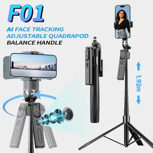 Automatic Face Tracking Tripod, 360° Rotatable, Remote Control, Compact Portable, Max Extendable Length 75.6 Inches, Smart Camera Video Vlogging