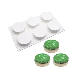 1pc short cylindrical silicone cake mold, Bakeware, 6-cavity classic golden ratio design, non-stick, shape neat and full, easy to demold, suitable for home baking of chocolate cakes, a sturdy and durable essential tool