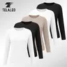 TELALEO Women's 4-Pack Tight Long Sleeve Compression Shirts - Crew Neck, Slim Fitted, Sporty Chic, Undershirts for Gym, Yoga - Black, White, Gray, Red - Sports Tops, Workout Clothing Component,outdoorfun