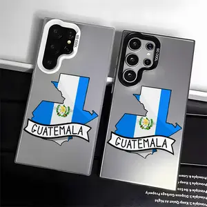 GuateGuatemala Flag Pattern Creative Design Casing For SAMSUNG GALAXY S22 S23 S24 S25 FE PLUS ULTRA Hard TPU PET PC Black Silver Hard  Anti-Drop Protective camera protection Tough Phone Cases Shell Shockproof showcases individuality Luxury durable L1688