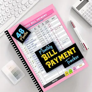 48-Month Monthly Bill Payment Tracker Notebook, Color-Coded Accounting Supplies for Family Financial Budget Planners – Track Expenses, Payment Logs & Debt Repayment Plans with Notes Section for Money Management