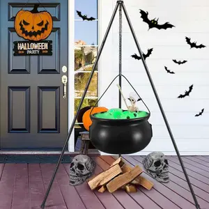 Halloween Witch Cauldron Decorations, Large Outdoor Garden Decoration with Lights, DIY Indoor Halloween Props, Family Porch Home Decor, Party Decoration
