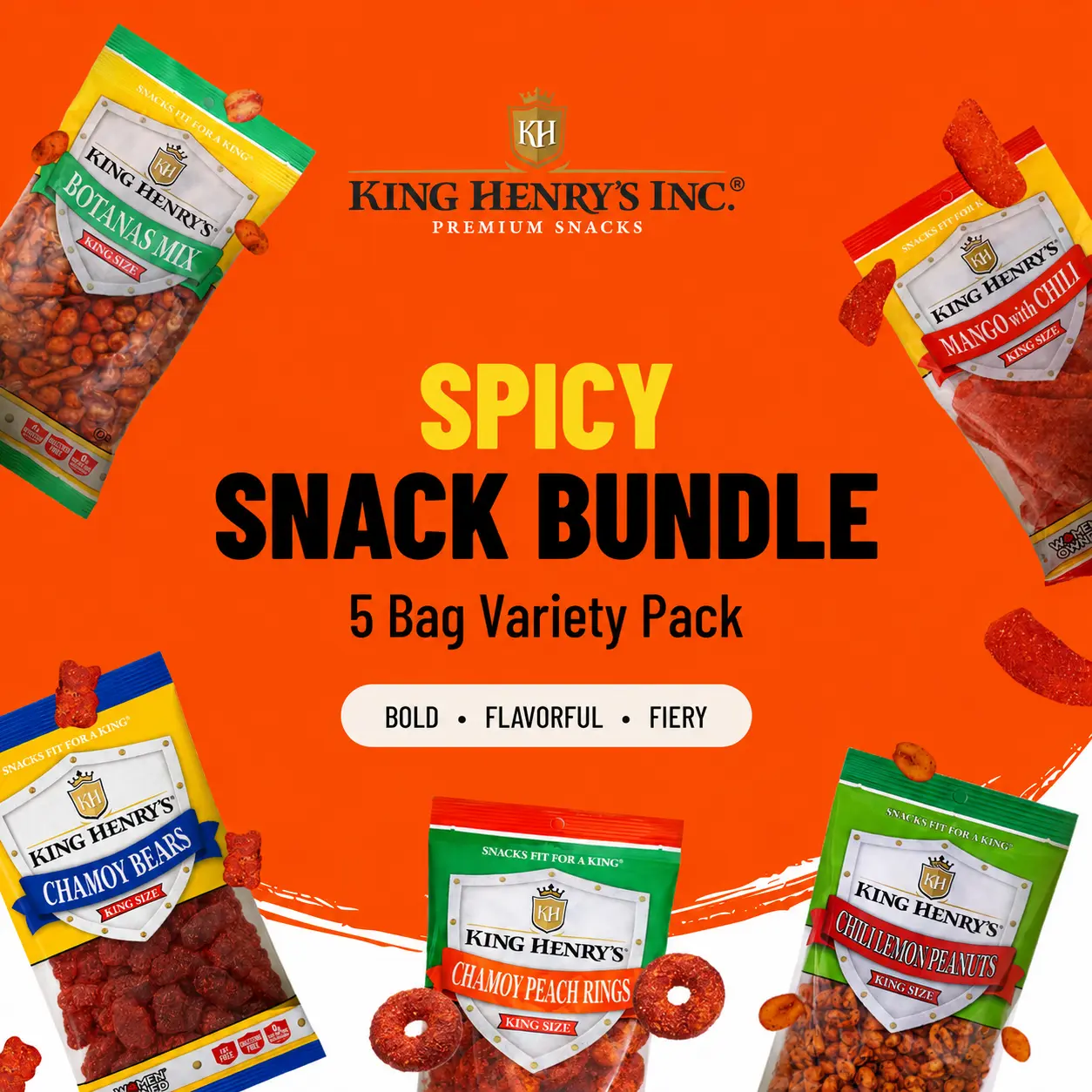 King Henry’s Spicy Snack Bundle, 5 Bag Variety Pack
