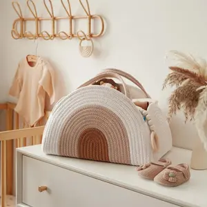 New Storage Basket Baby Diaper Basket Commuter Handbag Mommy Bag Woven Handbag Woven Basket, Durable & Stylish Design