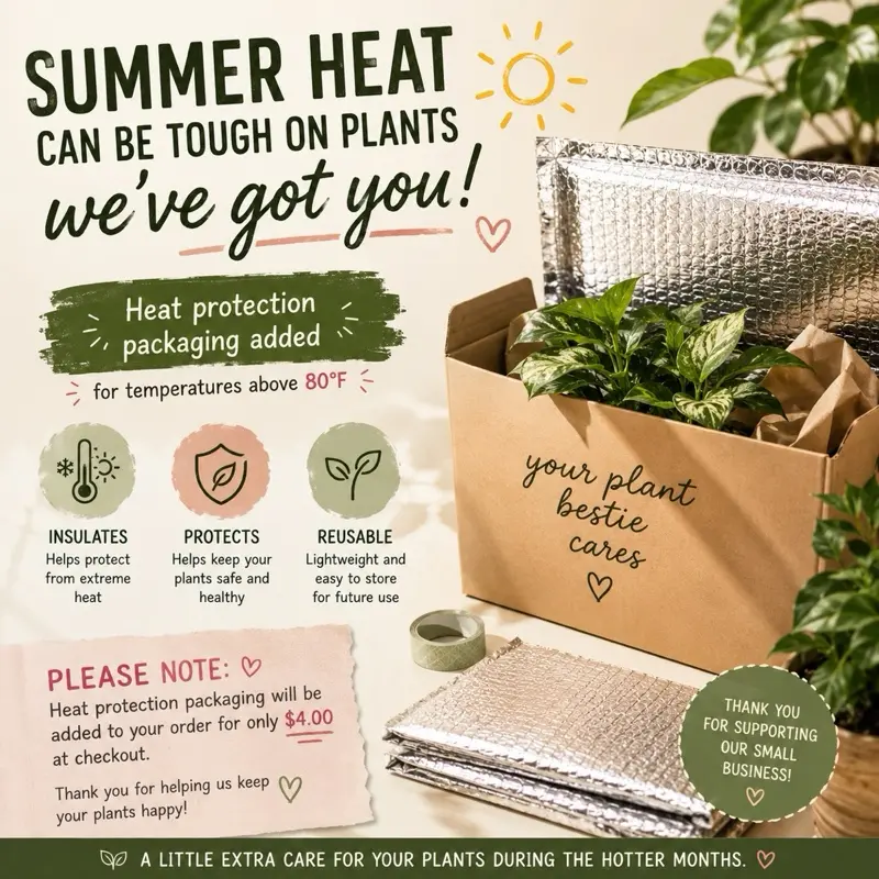 INSULATION- Summer heat protection for your plants. Required for temperatures above 80* | Plant shipping protection.