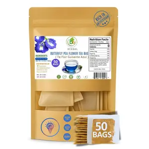 Butterfly Pea Flower Tea (50 Tea Bags) – 2g Each – Vibrant Blue Herbal Tea Powder – Color-Changing & Antioxidant-Rich – 100% Natural, Caffeine-Free, Vegan, Non-GMO – Vacuum-Sealed for Freshness – by BEXPERTSUSA