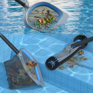 UIRWAY Deluxe Swimming Pool Cleaning Kit, Deep Leaf Skimmer Net & Flat Fine Mesh Net for Inground & Above Ground Pools Cleaning