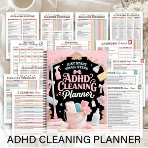 ADHD Cleaning Planner (Spiral Bound) - A Color-Coded CleaningSchedule, Daily/Weekly/Monthly/Yearly Planner, Chore List, Suitable forProductivity Planning And Cleaning Records for Families, Offices,Homemakers, And Mothers