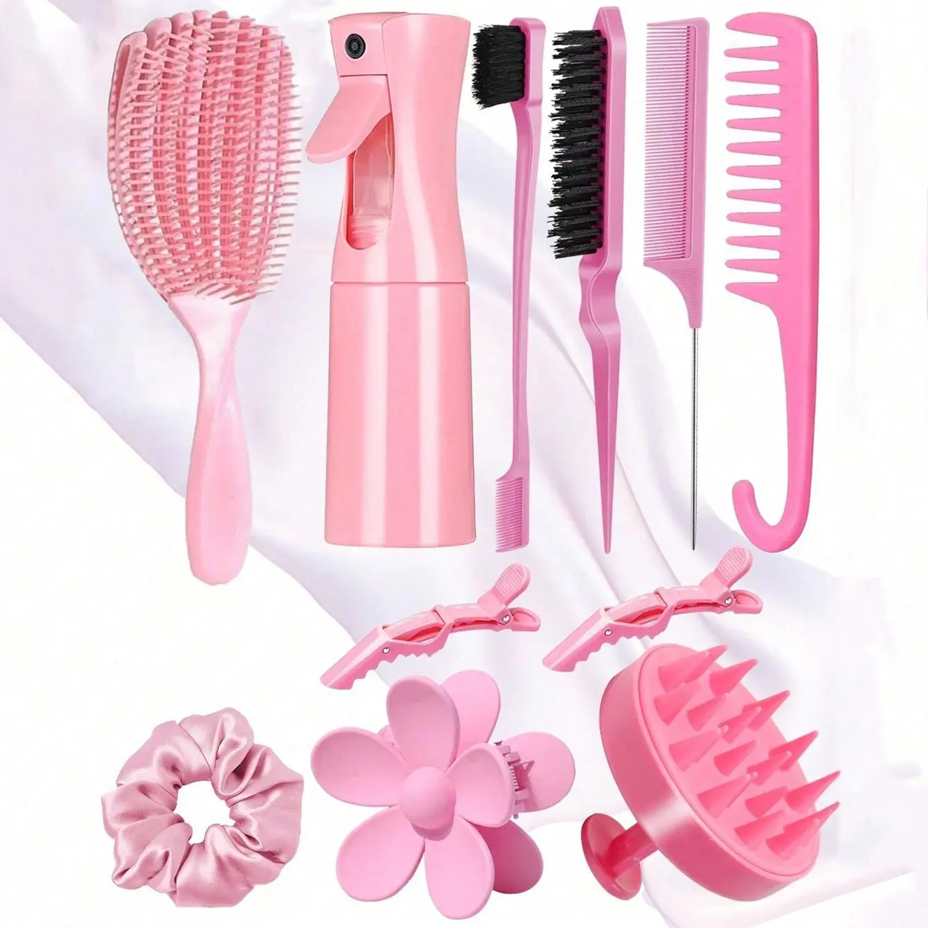 Hair Styling Tool Set, Hair Styling Kit, Hair Care Styling, Hair Comb & Hair Tie & Hair Clip & Hair Brush, Professional Heatless Styling Tools for Women & Girls, Home Styling Tool
