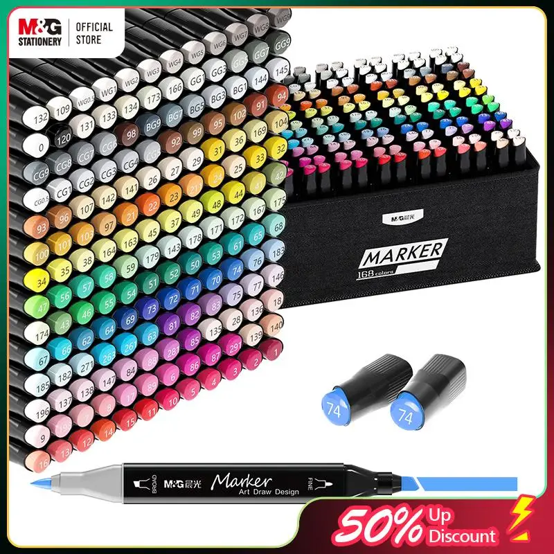 M&G Art Markers Set 24/40/60/80 168 Colors Dual Tip Alcohol Markers with Carrying Case Perfect for Beginners Students Kids & Adults Ideal Gift for Art
