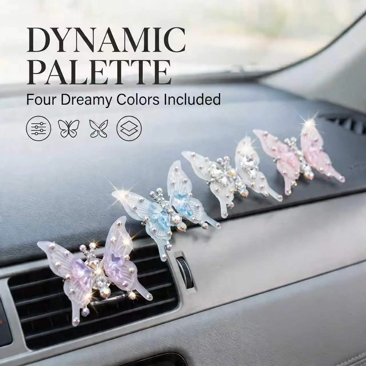 Lifelike Wobbling 3D Crystal Butterfly Car Decor Set, Sparkle Rhinestone Butterfly Stickers, Universal Traceless Sticker For Car Home Refrigerator Wall, Cute Mother's Day Gift