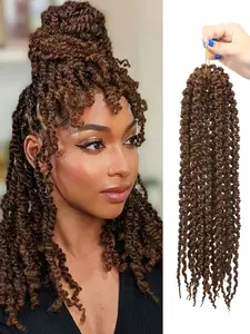 1 Pack Yanky Twist Crochet Hair Pre-Twisted Fluffy Spring Twist Crochet Hair Extensions Suitable For Women.14 Inch Natural Black Pre-Looped Crochet Braids Braiding Synthetic Hair  for  Christmas New Year Carnival Music Festival Curly