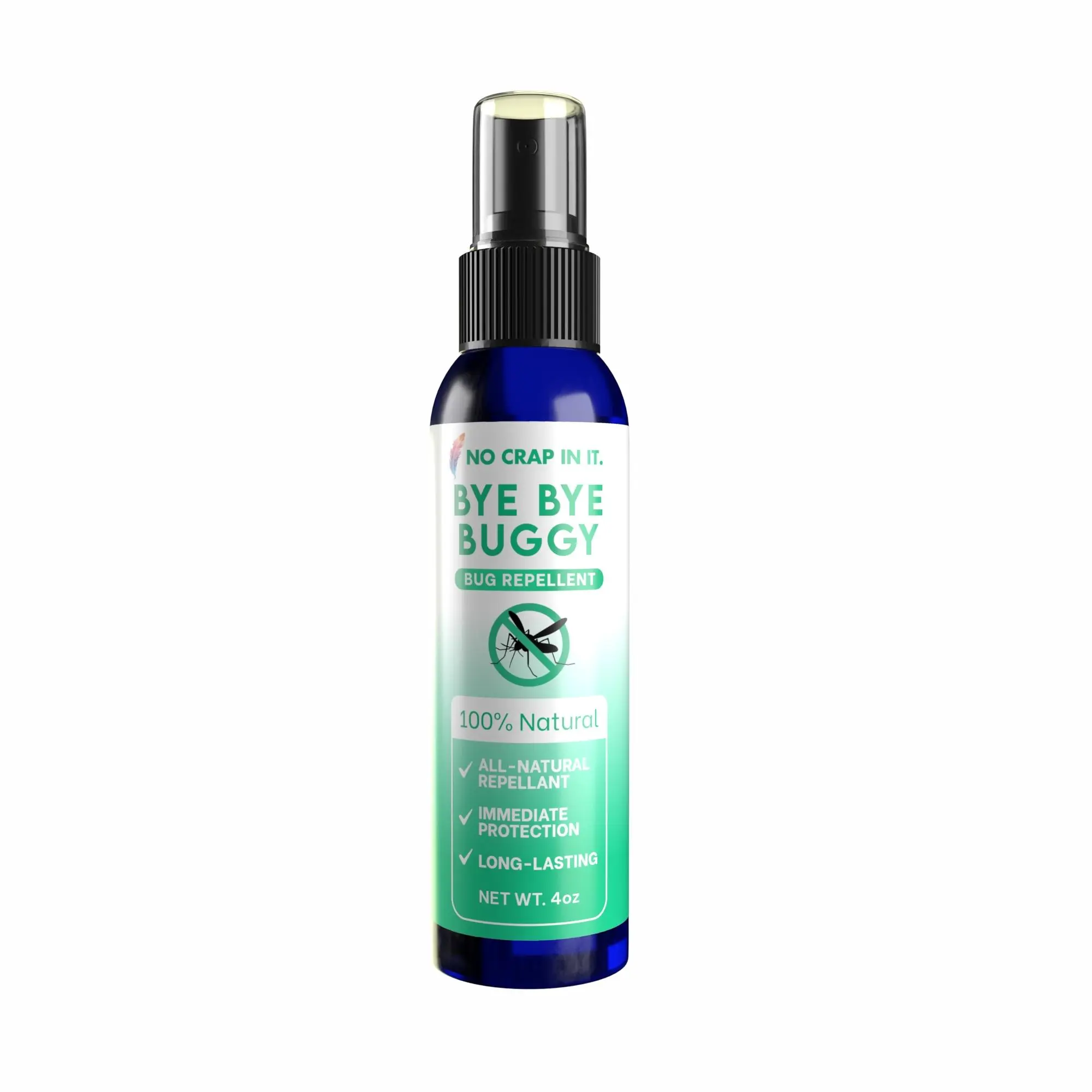 Bye Bye Buggy -No Crap In It- 100% Natural Bug Repellent Spray 4oz - Immediate Protection Long Lasting Formula with Citronella Lavender Lemon Eucalyptus & Lemongrass