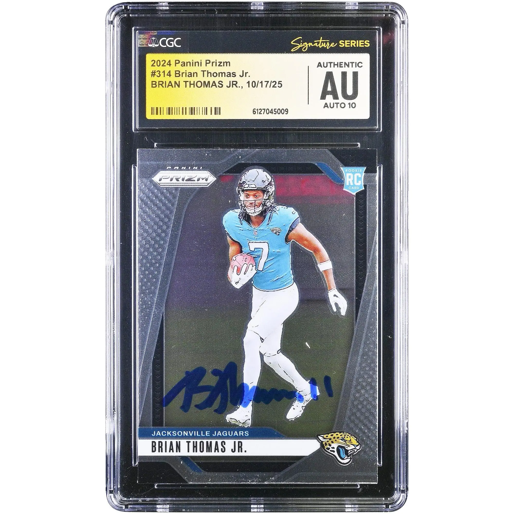 Brian Thomas Jr. Jacksonville Jaguars Autographed 2024 Panini Prizm #314 CGC Fanatics Witnessed Authenticated Auto 10 Rookie Card - Fanatics Authentic Certified