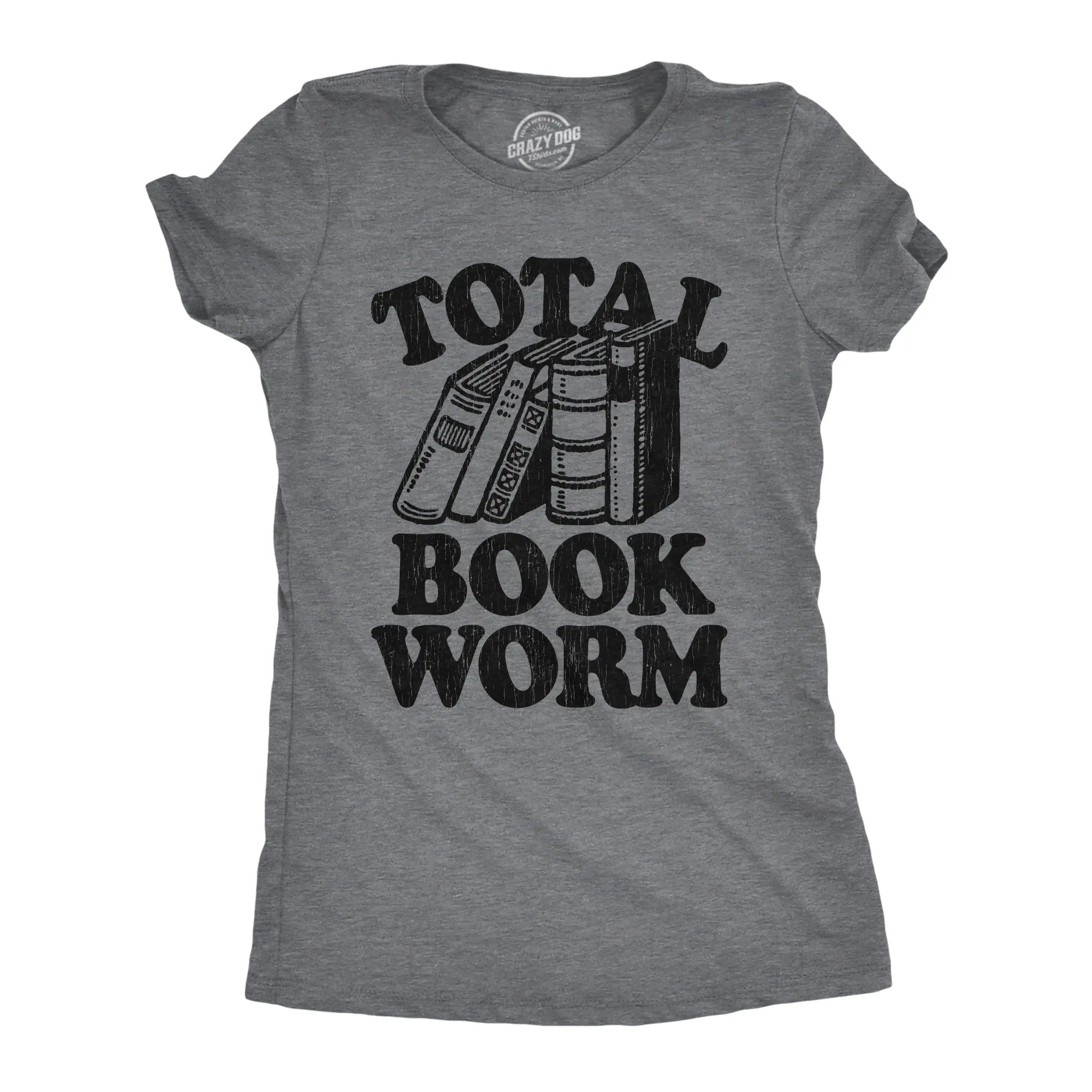 Womens Total Book Worm T Shirt Funny Nerdy Reading Novel Lovers Tee for Ladies Funny Womens T Shirts Cute Vintage Fashion Casual Ladies T-Shirt Gift Funny Nerd Top Women's Novelty Tees Dark Grey