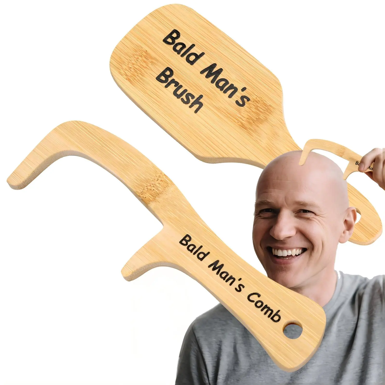 2 Pack Bamboo Combs for Bald Guys, Funny Hair Loss Prank Gift for Men, Great April Fool’s Day Joke Gift, Sweet Daughter to Father Novelty Gift
