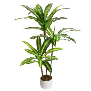Artificial Dracaena Marginata Plant, Realistic Faux Evergreen Tree in Pot, Floor Plant for Home, Office, Living Room, Ideal Housewarming Gift, Indoor & Outdoor Decorative