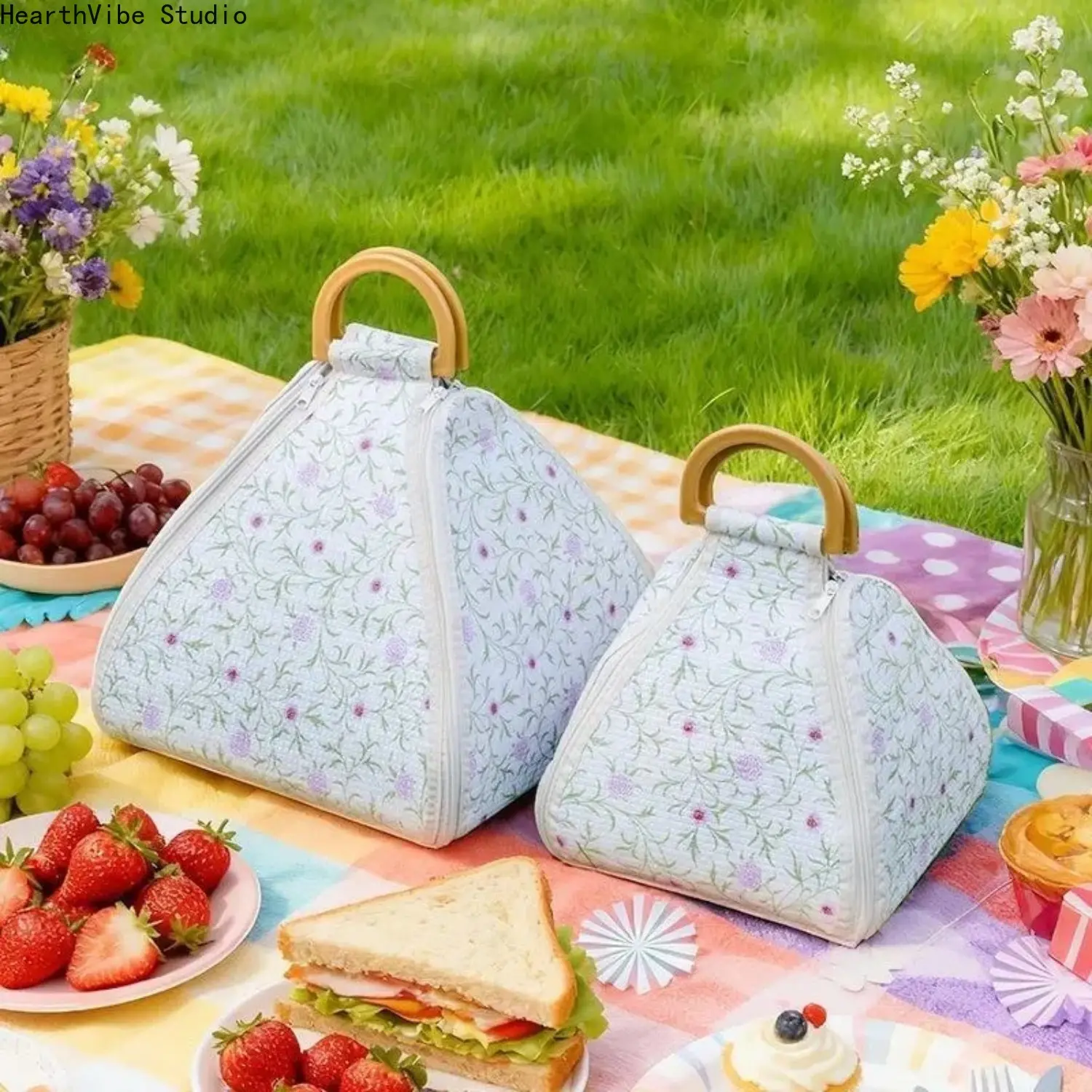 Thickened Extra Large Foldable Compact Roll-Up Picnic Blanket - Waterproof Moisture Proof Sandproof Camping Gear with Portable Handle, Versatile Cushion for Family Outings, Hiking