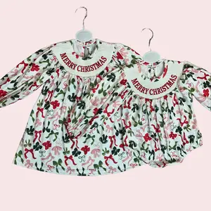 Christmas Smocked Sister Sets: Double the Cuteness, Twice the Cheer Girls Dress Baby bubble