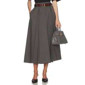 Helsa Wool Blend Pleated Skirt in Medium Heather Grey