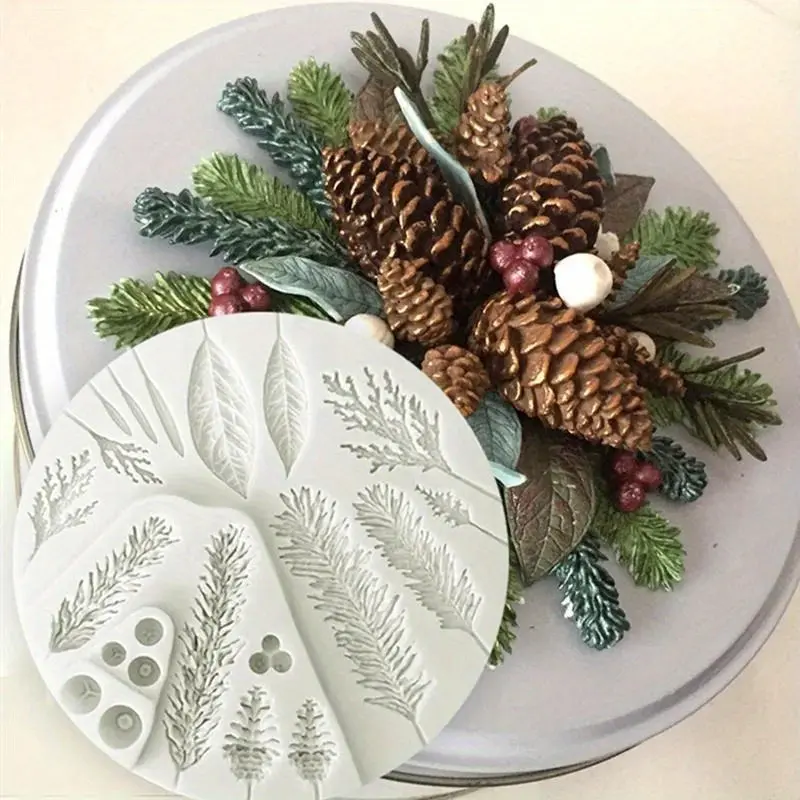 Christmas Tree and Pine Cone Silicone Mold for Icing Decorations, Food-Grade Baking Tool for Cupcake Making, Perfect for Holiday Baking, Silicone Cake Pan, Seasonal Bakeware, Baking Molds
