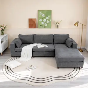 Cloud-Like Modular Sectional Sofa, Washable Chenille Couch with Removable Covers & Feather-Filled Cushions outdoorfun
