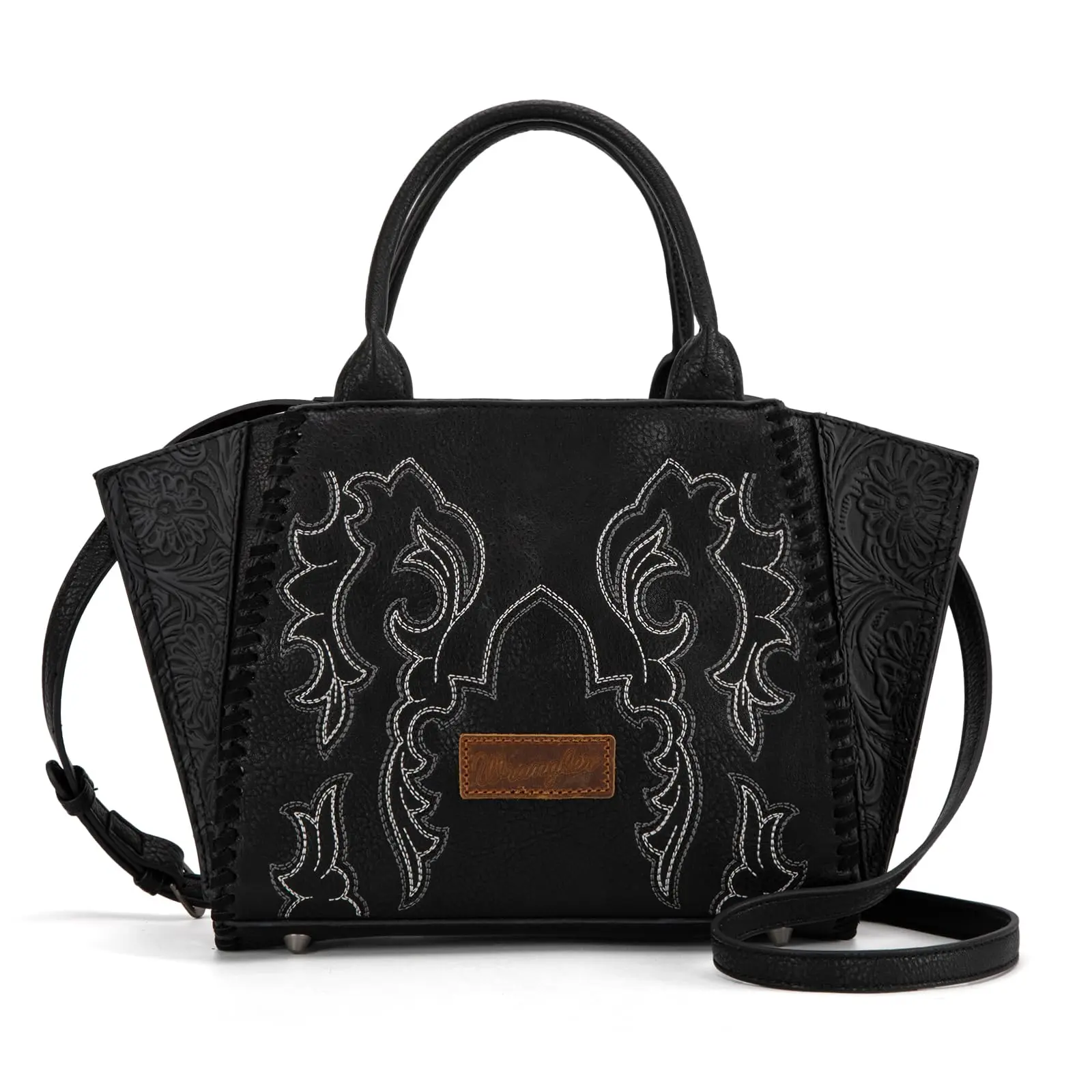 Wrangler Purse for Women Embroidered Boot Scroll Tote Bag Rodeo Top Handle Handbags with Crossbody Strap-A1