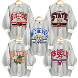 Vintage College Mascot Sweatshirt - Ash Grey Color, Retro NCAA Style Graphic Tee, University Sports Shirt, Unisex Cotton Top, Classic Campus Streetwear - TCC