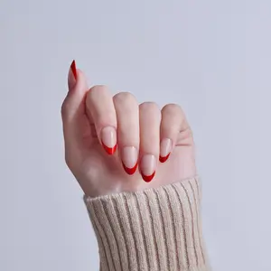 KISS Core French Press-On Glue Fake Nails - Optimistic, 32 Nails, Easy Apply, Chip-Free for Daily Wear