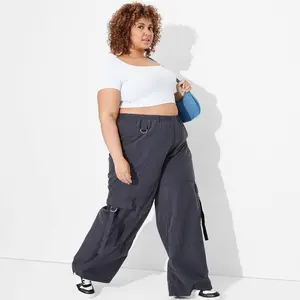 Women's Mid-Rise Wide Leg Pull-On Cargo Pants - Wild Fable