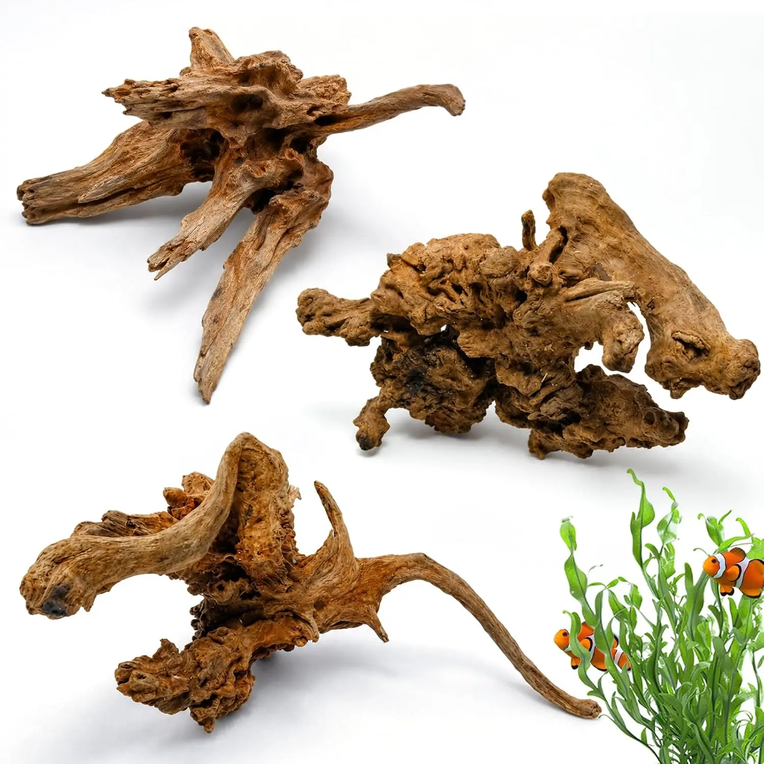 3PCS 8" Natural Driftwood for Aquarium & Reptile Tank, 7–8 Inches Unique Wood Decor for Fish Tank, Turtles, Lizards, Snakes, Natural Driftwood for Home Decor