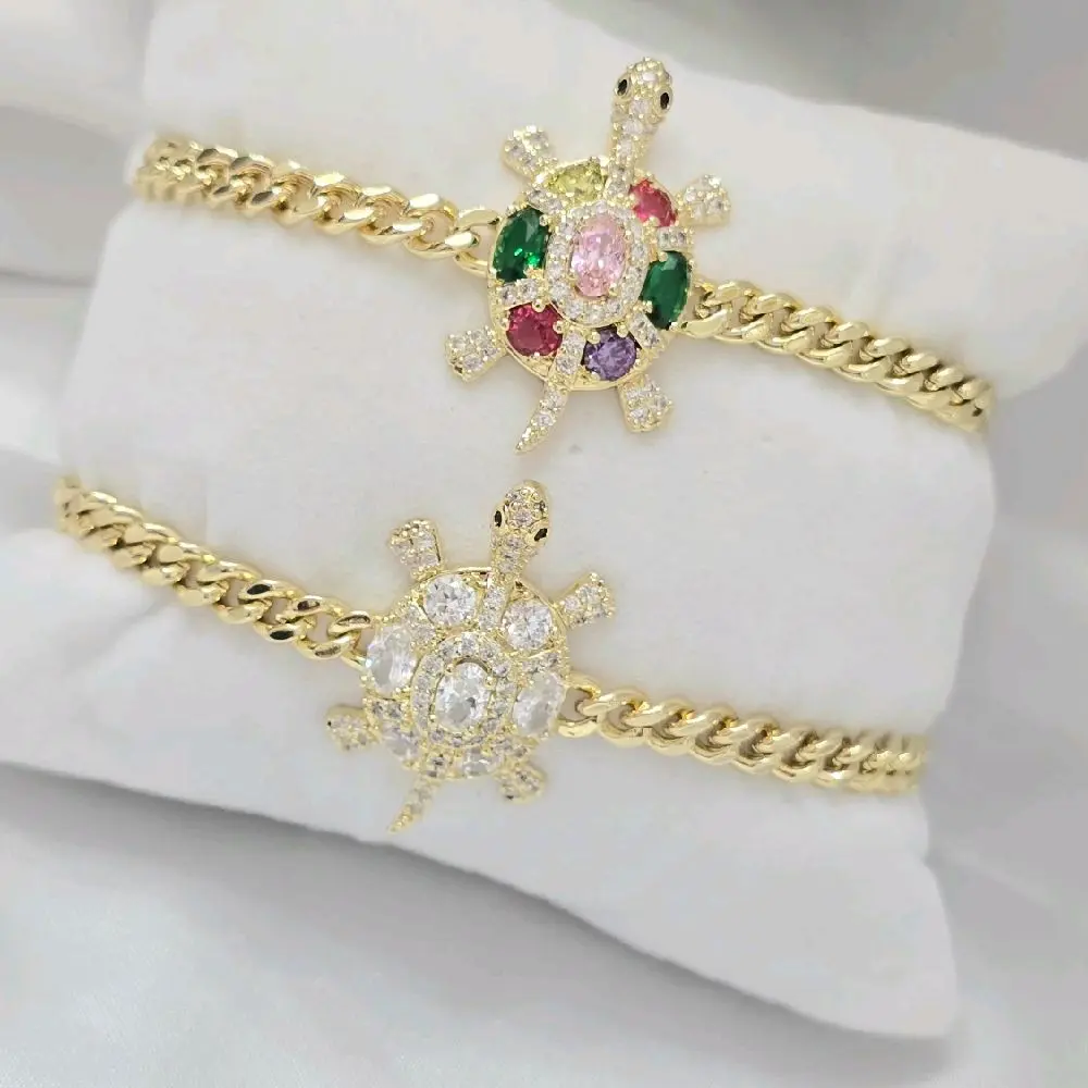 Pulsera de tortuga en clear y multicolor medida 7- 7.5 inches