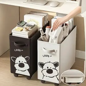 Under Drawer Rolling Storage Cart with Cute Dog Design - Mobile Organizer with Wheels, Durable Storage Organizer, Multifunctional Storage Bin for Office, Dorm, Home - Fabric Storage Basket with Handles for Books, Bags, Supplies, Shelf Baskets