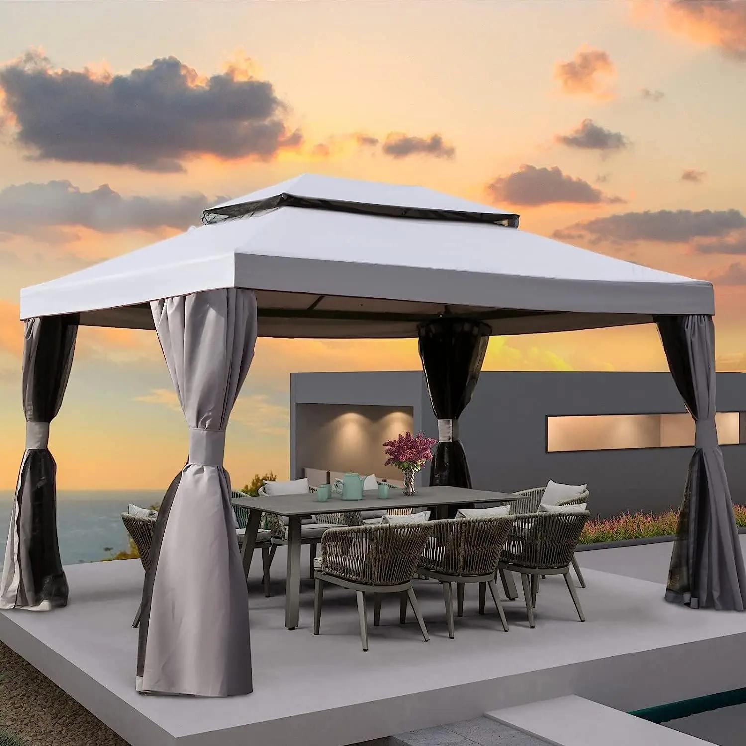 GRAND PATIO 10x13 Outdoor Curtain - Fabric Only, Frame Not Included, Modern Minimal Design, Sun Shade, Decor Privacy, Patio Sun Shade, Patio Decor Privacy