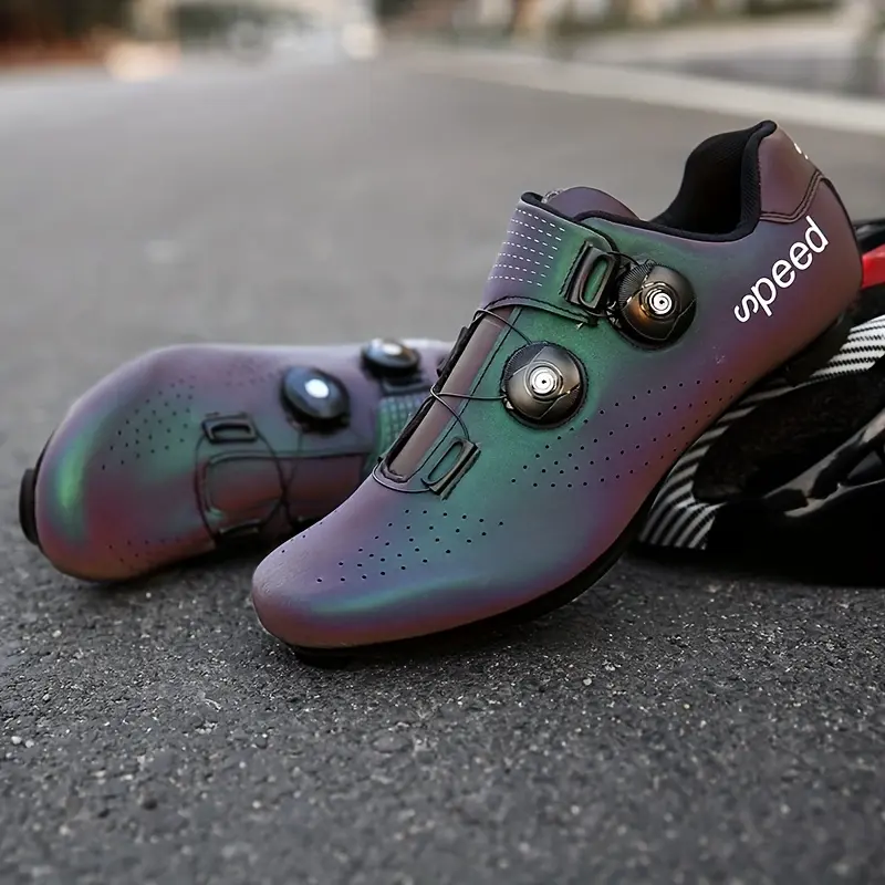 [Sneakers] Men'S Professional Cycling Shoes Rotary Buckle Solid Color Luminous Color Changing Cycling Shoes Mountain Road Bike Shoes Lock Bottom Women'S Professional Cycling Shoes