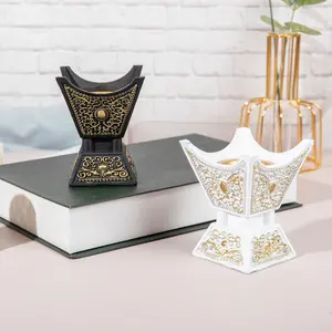 Mini Four Corners Incense Burner Gold Pattern, Vintage European Style Carved Hollow Design, Home Decor, Aromatherapy Scent Diffuser