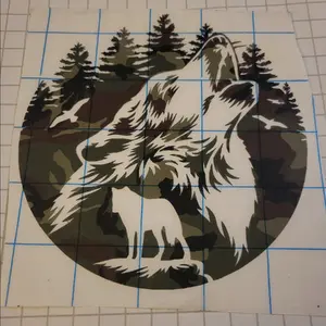 Camouflage Wolf Vinyl Decals - Pack of 4 for Car Exterior Accessories/Stickers