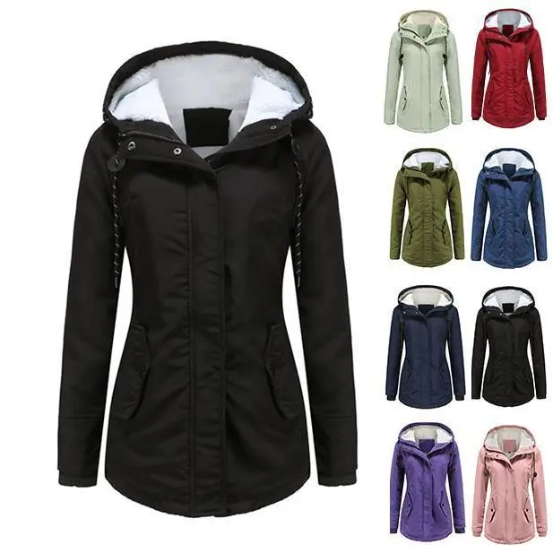 BIGWIG Women's Winter Warm Coat, Thickened Waterproof Fleece Lined Parka, Oversized Windbreaker, Hooded Quilted Coat, Double-Layered Coat, Waterproof Jacket
