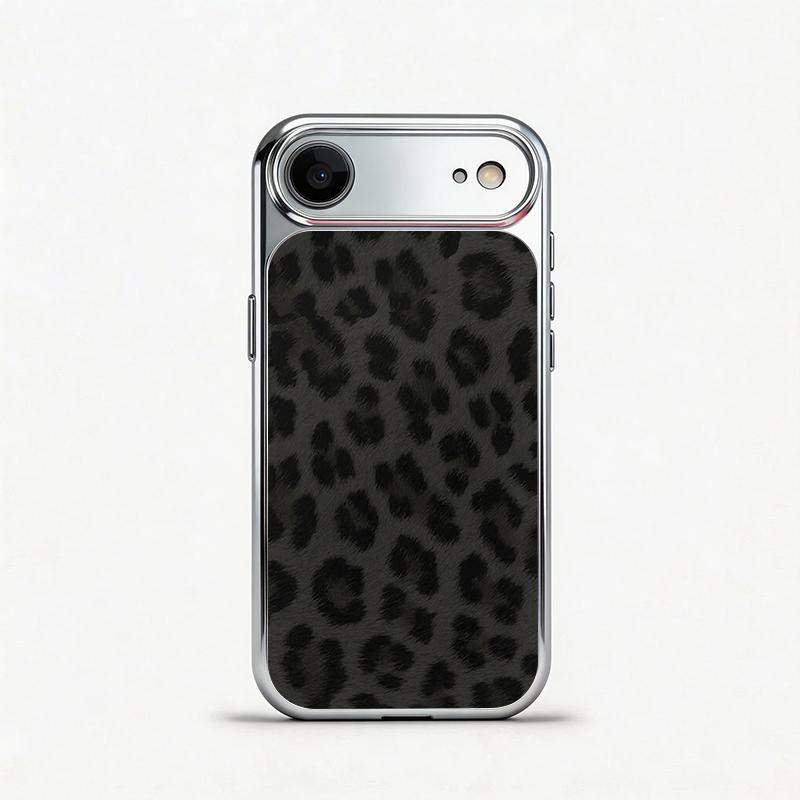 Glass Shockproof Electroplated Silver/Black Leopard Print iPhone 17ProMax Cover Precise Hole Alignment For Lens Frame 15ProMax Anti-yellow | 14ProMax Anti-fall | 13ProMax Ultra-thin Design 16ProMax AirPhoneCase
